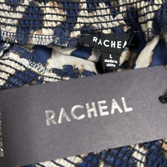 Racheal Blue Sheer Leopard Long Sleeve Blouse Size Large NEW - Picture 5 of 6